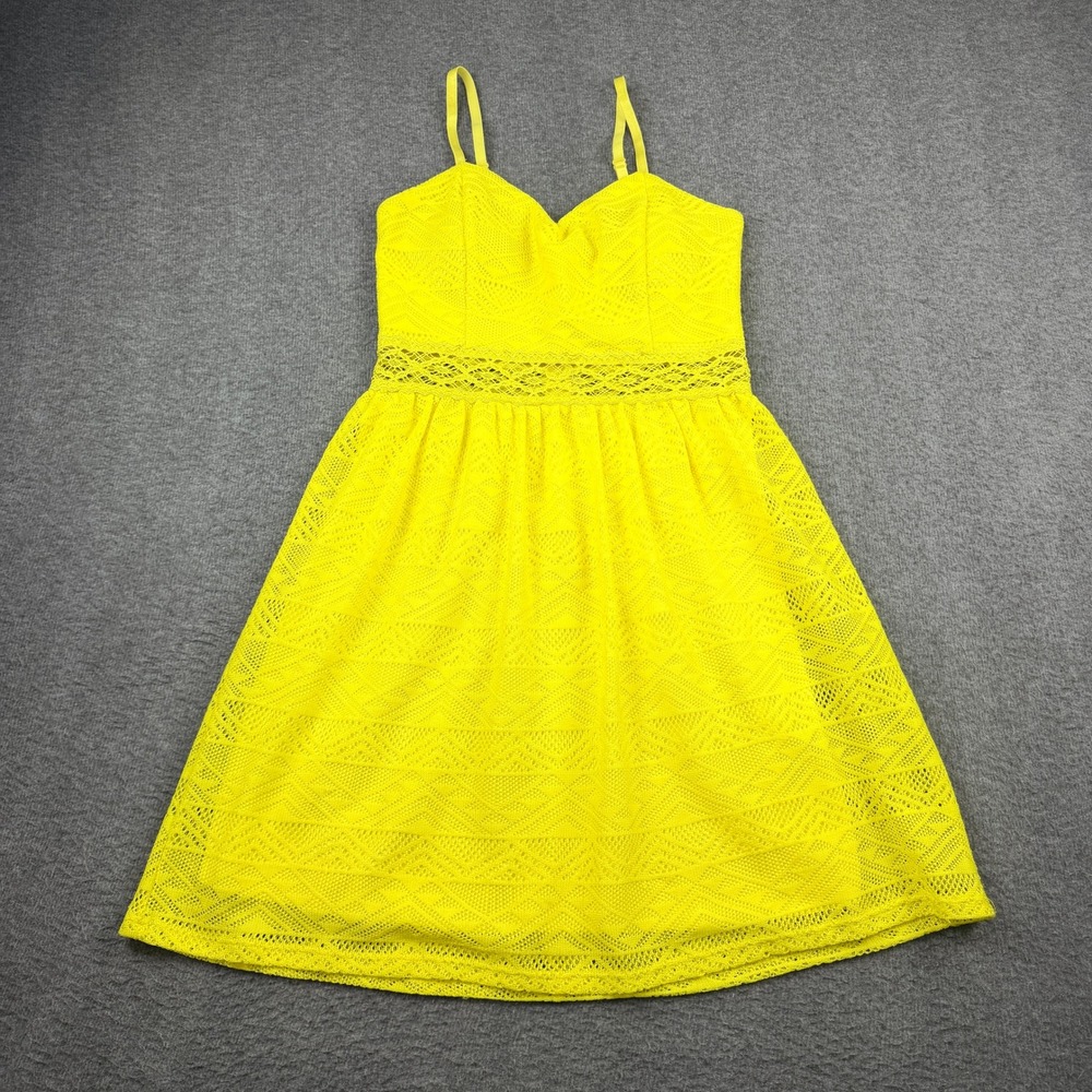 Bailey Blue Yellow Women's M Medium Lace Fit & Flare Mini Dress 3JZGL0103